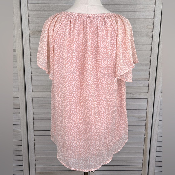 Chiffon Cheetah Print Boho Blouse Pink/White-Large - Picture 3 of 3
